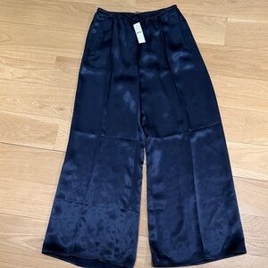 J. Crew Satin Wide-Leg Pants in Deep Navy